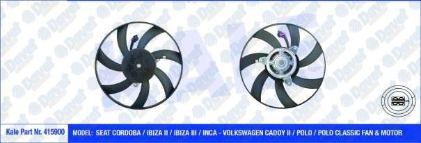 KALE 415900 Fan Motoru Vw Cordoba / Ibiza Ii / Ibiza Iii / Inca - Caddy Ii / Polo / Polo Classic Montaj Yeri: Sag (120w 302mm) (Fan-Motor)